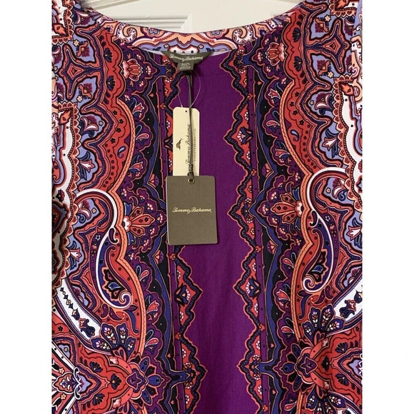 NWT Tommy Bahama Gramado Swirls Shift Dress Purple Paisley Size L (A40) - Picture 3 of 6